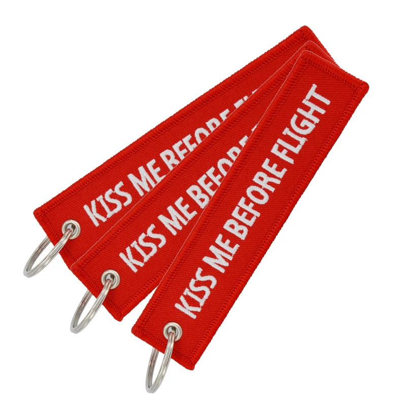 Kys Mig Før Flyvning Rød Nøglering nøglering nøglering for Luftfart Gaver Broderi Anahtarlik Label Bil Nøgleringe 5 PC ' er/MASSE 5