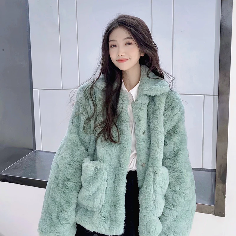 Plys jakke kvinder vinter kort 2020 nye koreanske version af løs lam uld kunstskind med leopard pels kvinder, vinter 5