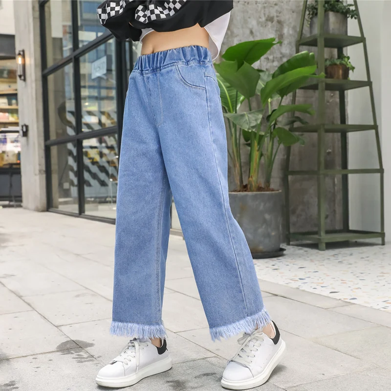 2020 Efteråret Nye Baby Piger Kids Fashion Jeans Sort Denim Bukser Løse Bukser Piger Tøj Komfort Børn Outfits 5
