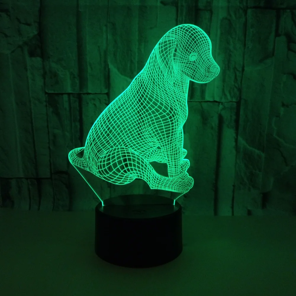 Dyr Hund 3d Nightlight Farverig Touch-led-Lampe Gave Brugerdefinerede Atmosfære 3d-lamper Led-Lampe til børneværelset 5