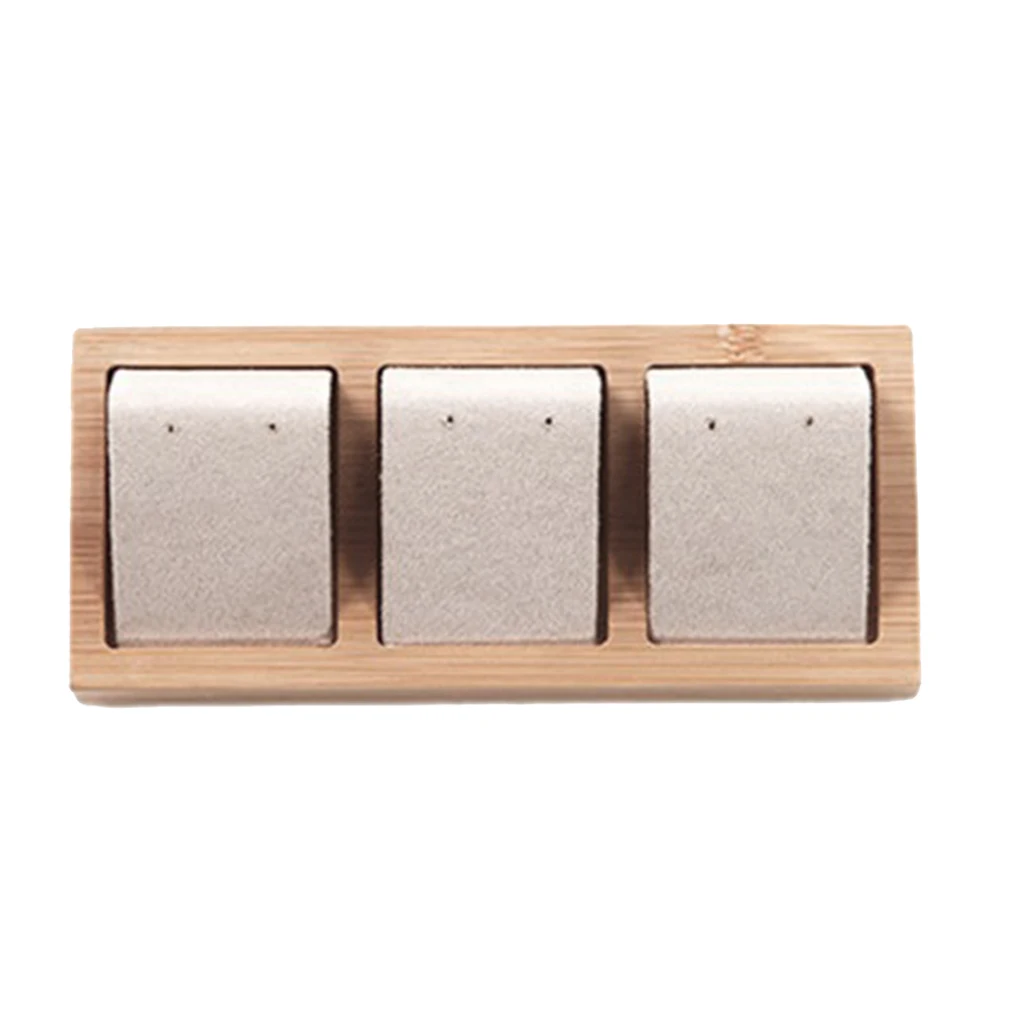 3 Par Øreringe Kort, Fløjl/Kunstlæder Bambus Øreringe Display Card Holder til Smykker Tilbehør Display, 3 Farver 5