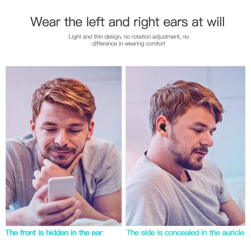 S650 Trådløse Hovedtelefoner In-Ear Usynlige Øretelefoner, Håndfri Stereo Headset med Mic for Huawei Mate 30 Mini Bluetooth Hovedtelefon 5