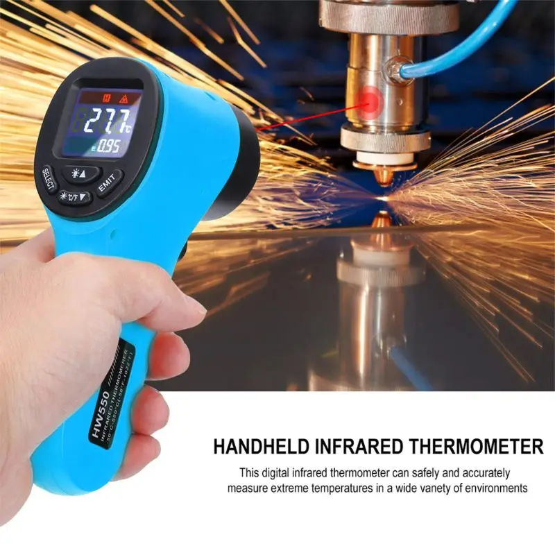 LCD-Digital HW550 Infrarød Termometer Ikke-Kontakt Industrielle Håndholdte Temperatur Måleren Pyrometer IR-Laser-Punkt 50~550℃ ny 5