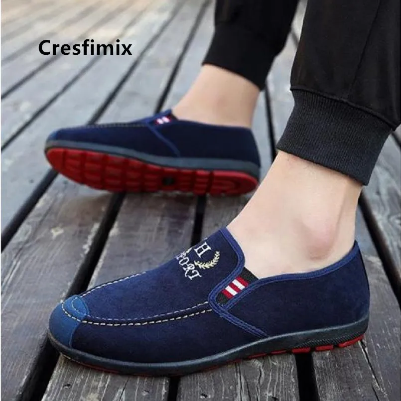Cresfimix chaussures hæld hommes mandlige mode plus size sort slip på sko til mænd i cool forårs sko man blå sko a5089 5