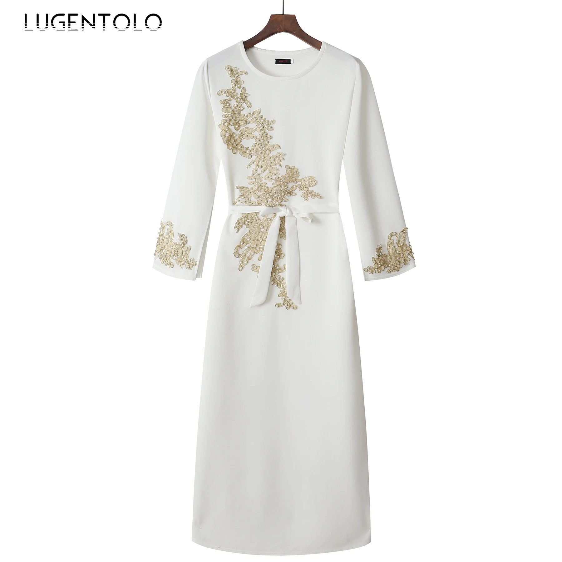 Lugentolo Kvinder Lang Kjole Mode Muslimske Arabiske Pearl Kjoler Middagsselskab Plus Size Løs, Afslappet Og Elegant Kvindelige Maxi Kjole 5