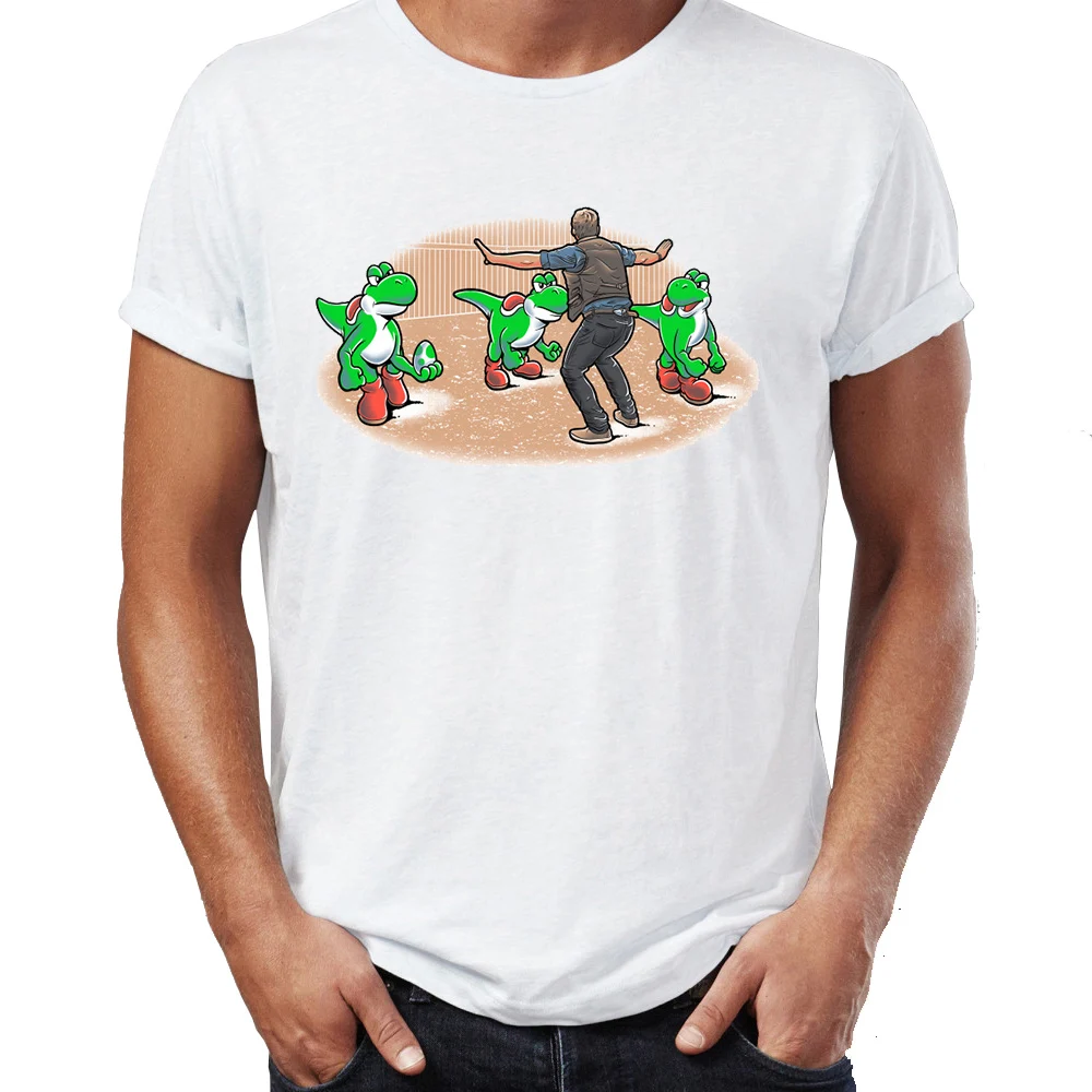 Kortærmet T-Shirt Jurassic Yoshi Sjove Raptor Artsy Fantastisk Grafik Trykt Tee 5
