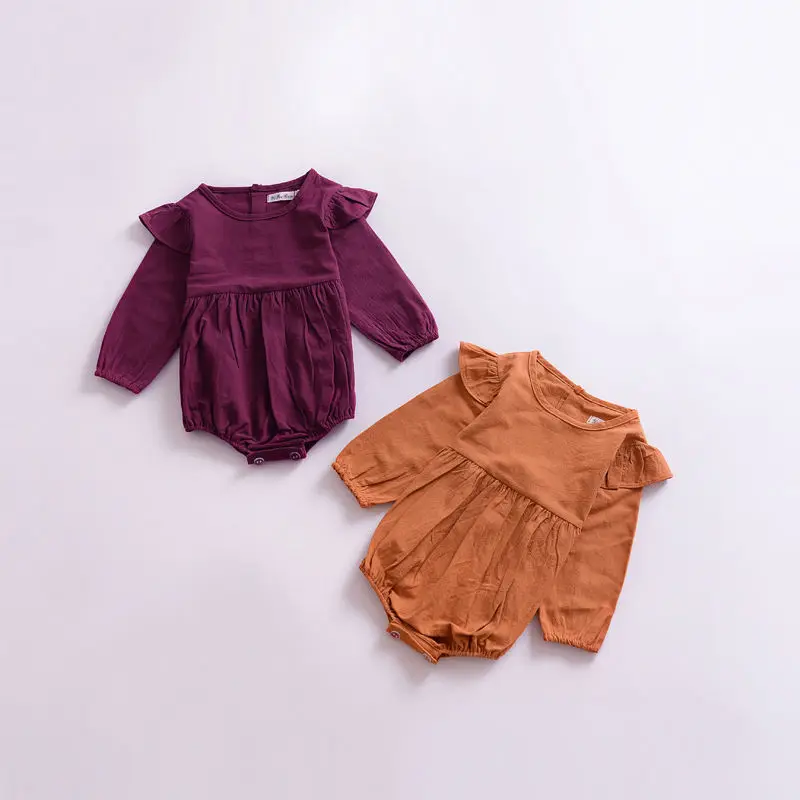 2019 Efteråret lille Barn Børn Baby Sparkedragt Pige Butterfly Ærme Romper Udstyr Buksedragt 0-3Y Purple&Orange One-Piece børn tøj 5
