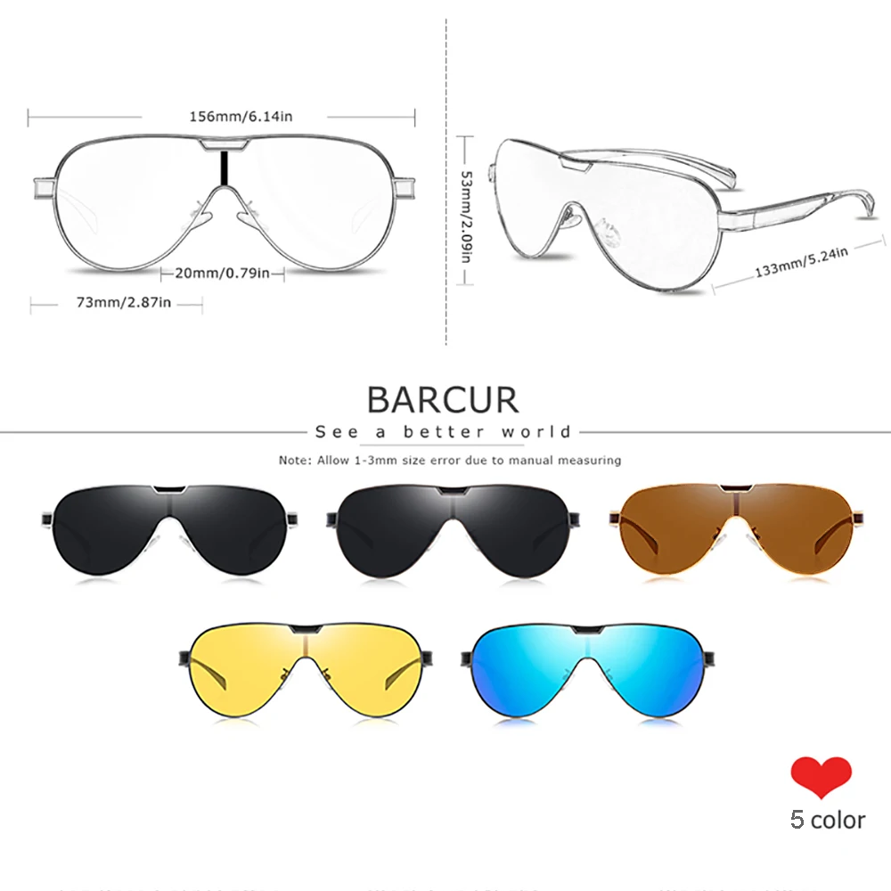BARCUR Kørsel Polariserede Solbriller Mænd Brand Designer solbriller For Manden Sport-Brillerne UV400 5
