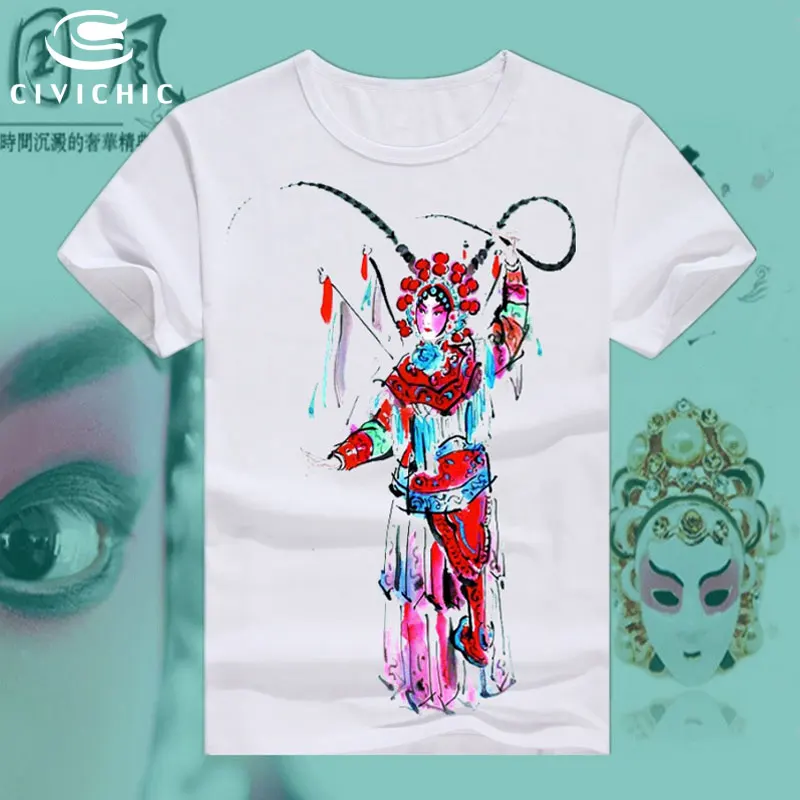 CIVI SMARTE Oriental Etniske Mand Løs T-Shirt Kvinde Kinesisk Stil Peking Opera Print Tops Tees Retro Plus Size Groot Tshirt WST134 5