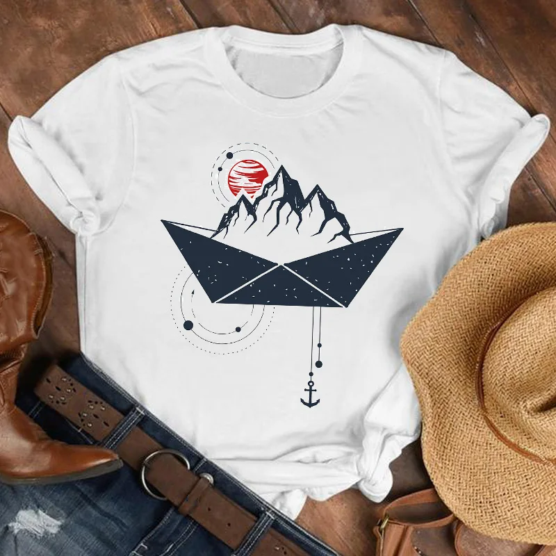 Kvinder Lady bjergvandring Camper Geometriske 90'erne Mode Shirt Tøj Dame Top Kvindelige Print T-Tshirt Tee Grafisk T-shirt 5