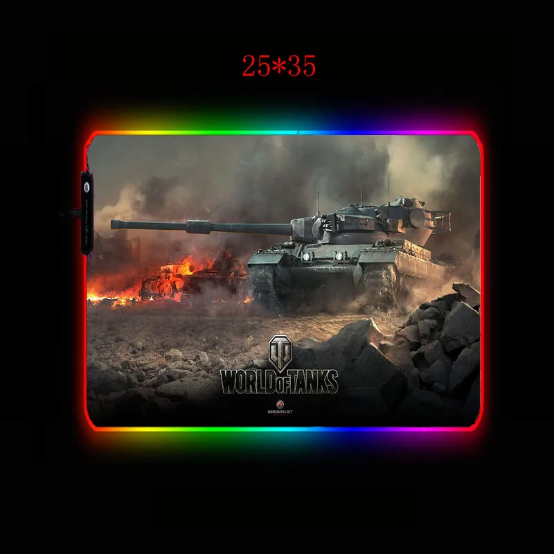 XGZ World of Tanks RGB Stor Gaming Gamer Computer USB-Kabel-LED Belysning Farverige Lysende Non-slip Musemåtte, Bruser Pad Mus Mat 5