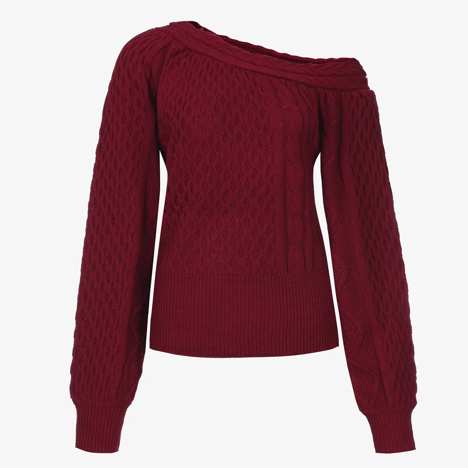 2020 Sexet Strikket Sweater Off Skulder Pullovere Trøje til Kvinder med Lange Ærmer V-hals Kvindelige Jumper Sort Rød Tøj #1214 5
