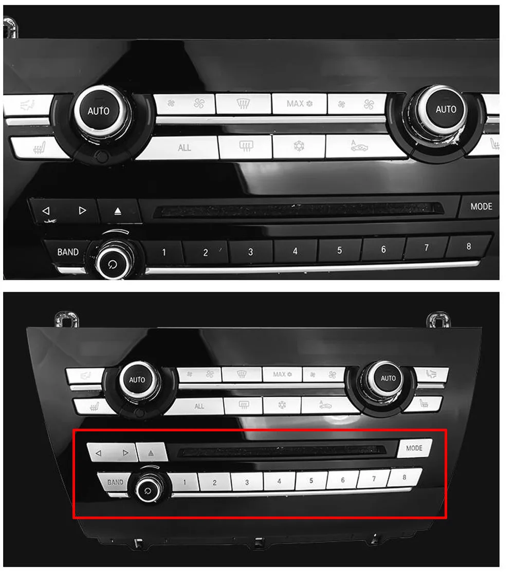 Chrome ABS-CD ' en Ciffer Tast Lydstyrke kontrolknap Paillet Dække Trim Mærkat Konsol Center klimaanlæg, A/C For BMW X5 X6 F15 F16 5