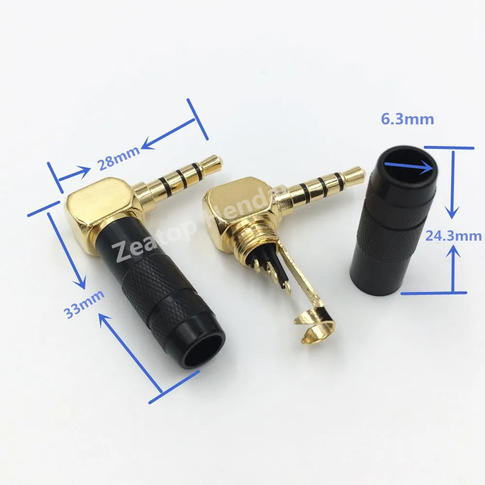10stk 3,5 mm Audio Stik 3.5 4Pole Mandlige Hovedtelefonstik Ret Vinkel på 90 Grader Lodning Plug-Mini-Stik 5