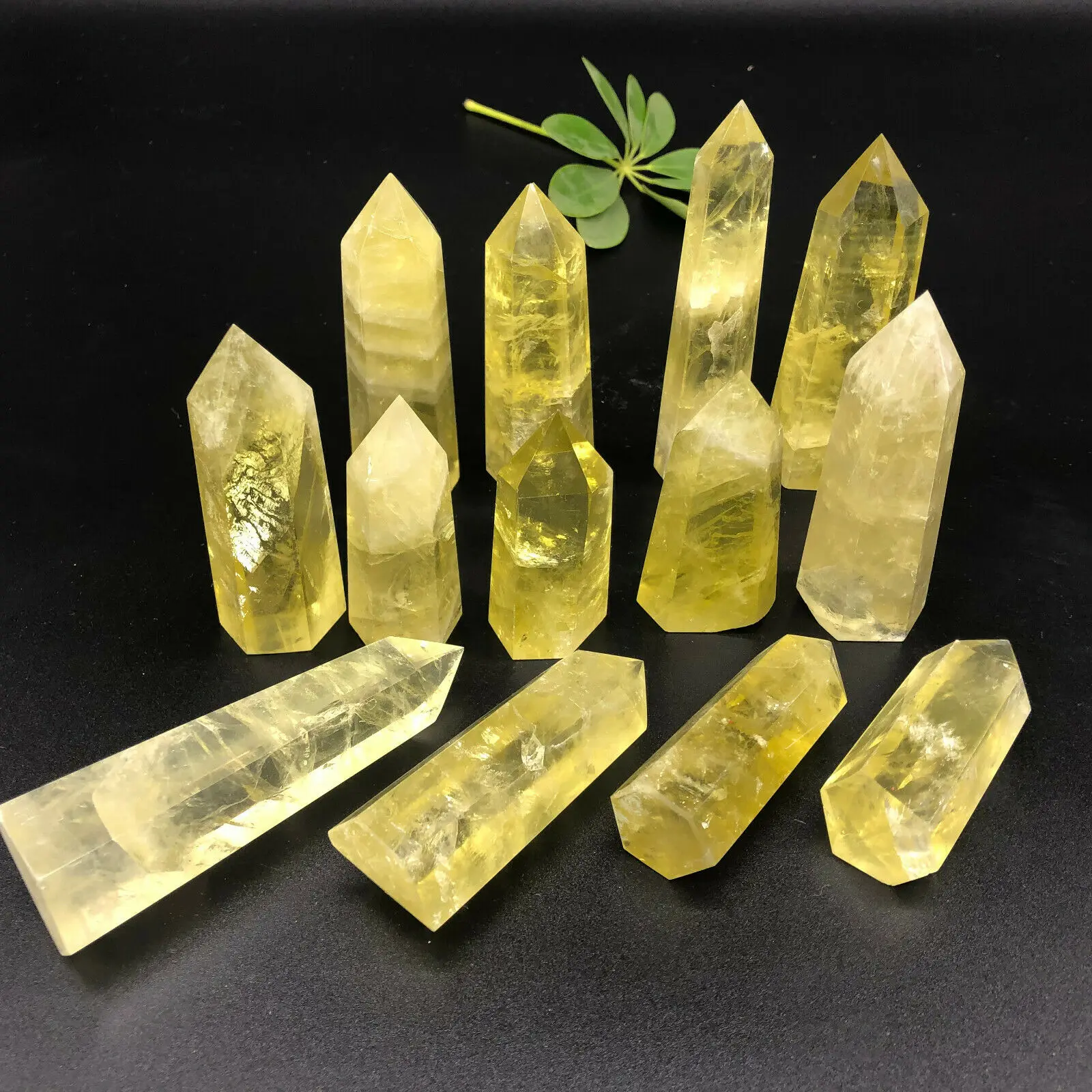 Naturlig citrin krystal kvarts obelisk wand punkt healing 60-80mm 1kg 5
