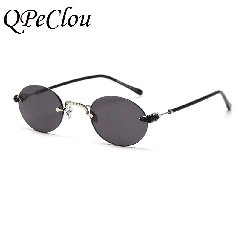 QPeClou 2020 Nye Vintage Metal Uindfattede Solbriller Kvinder Brand Designer Mode Ovale Solbriller Mænd Rammeløse Punk Nuancer 5