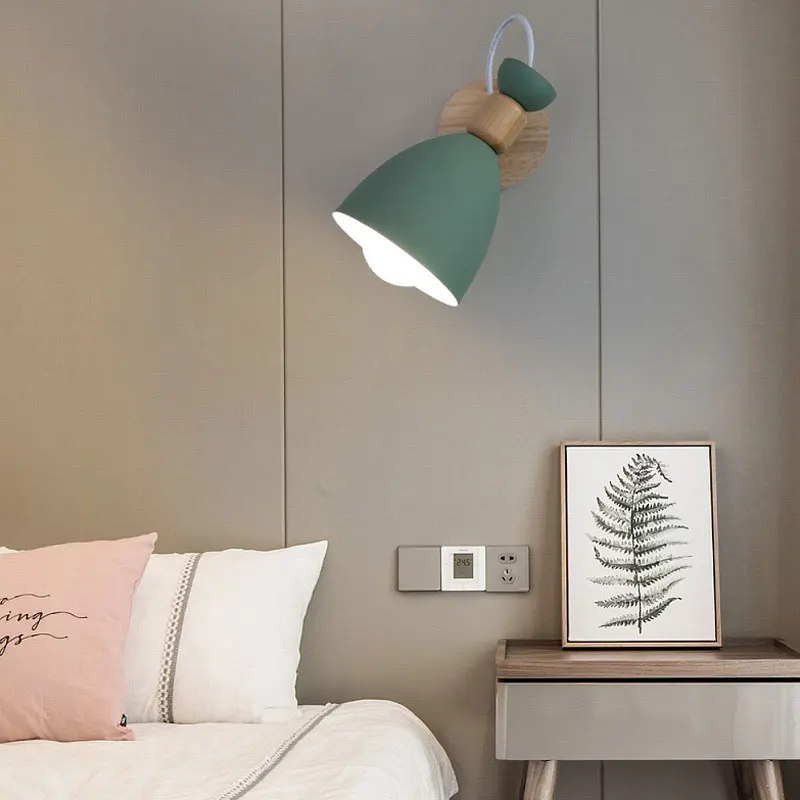 Kreative træ-Simpel LED-væg lys Læsning Soveværelse sengebelysning studere Børn værelses macaron farve væglampe 5
