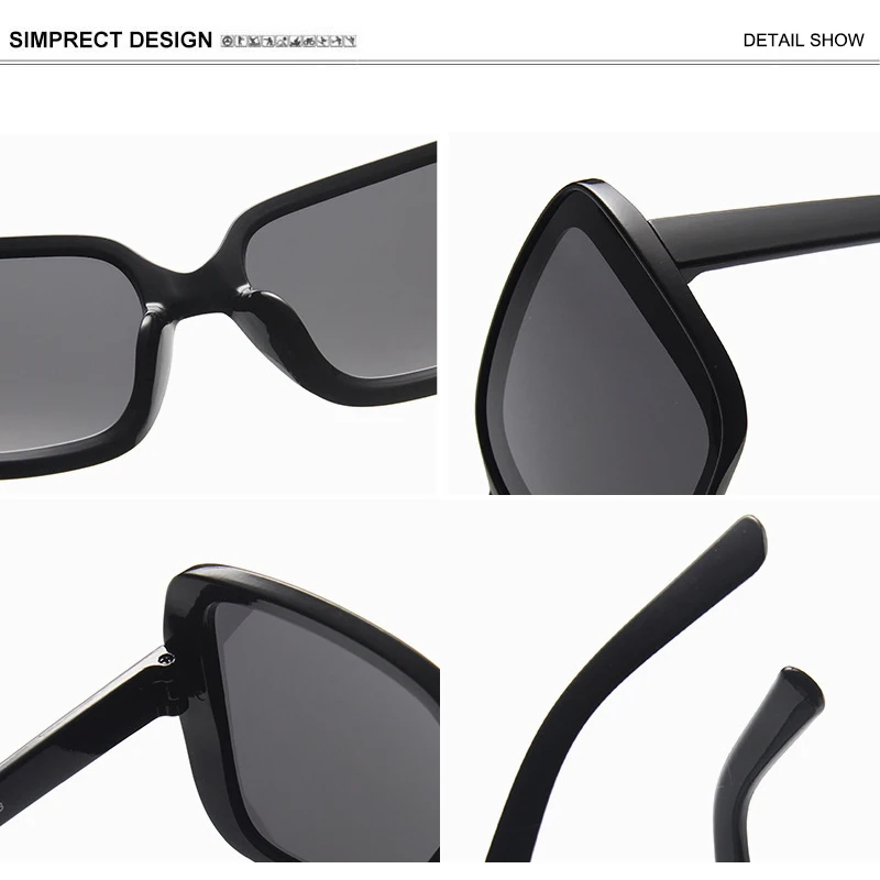 SIMPRECT 2021 Overdimensionerede Square Solbriller Kvinder Store Billede Retro Solbriller Luksus Brand Designer solbriller Vintage Oculos 5