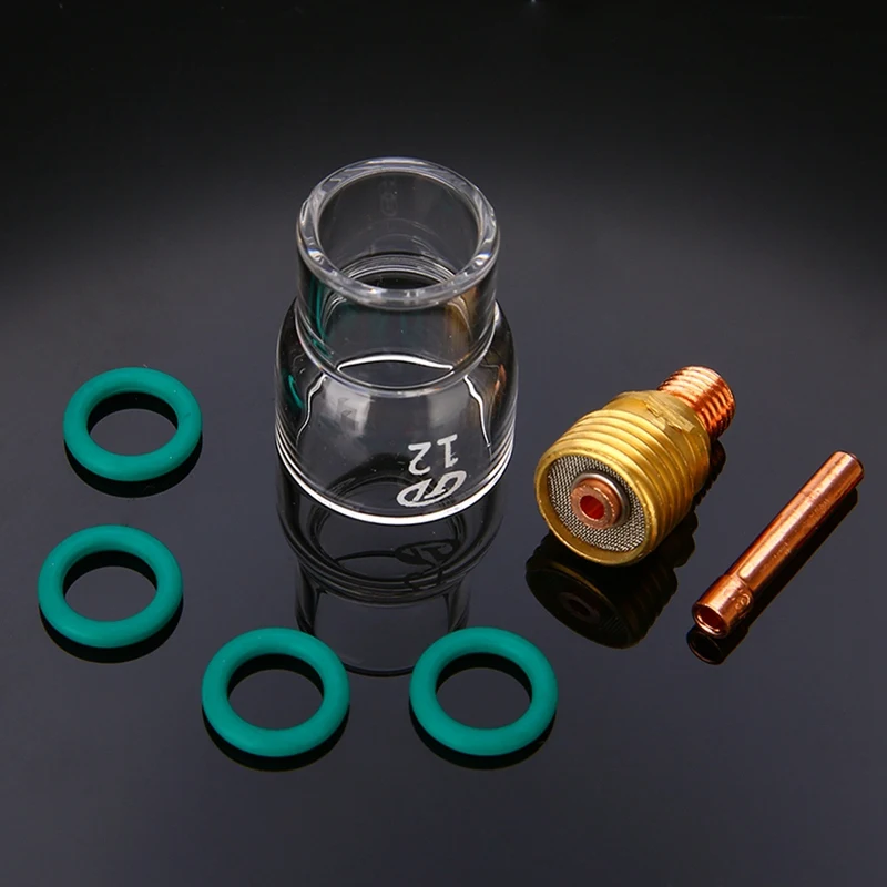 7Pcs/Sæt #12 Pyrex Glas Cup Kit Stumpet Spændetænger Krop Gas Linse Tig-Svejsning Fakkel Til Wp-9/ 20/ 25 Svejsning Tilbehør 5