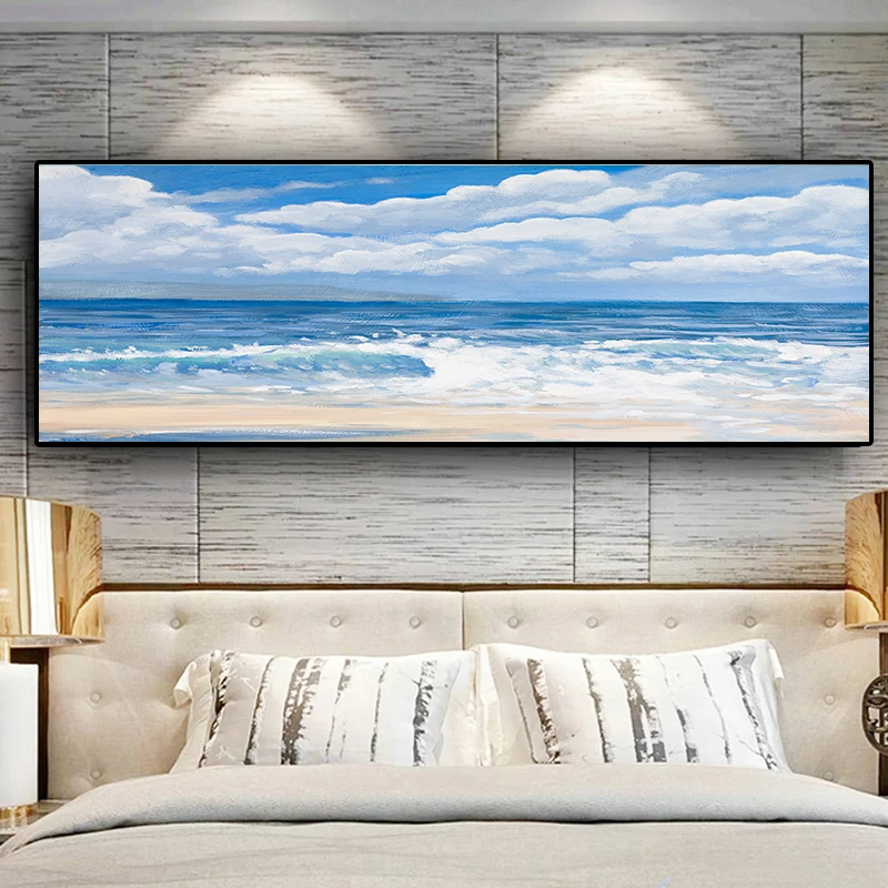 Naturlig Himlen, Havets Strand Landskab Panorama Abstrakt Lærred Maleri Plakater og Prints Væg Kunst Billede til stuen 5