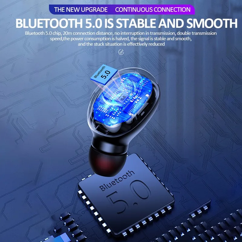 TWS Bluetooth-Hovedtelefon Med Mikrofon LED-Display-Trådløse Bluetooth-Hovedtelefoner, Øretelefoner Vandtæt støjreducerende Headsets 5