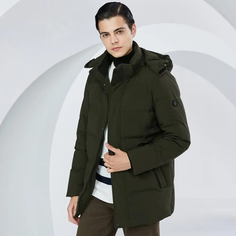 BOSIDENG vinter tykkere ned jakke for mænd hooded ned frakke varm outwear midten af lange regelmæssige top vandtæt seks farver B80141021 5