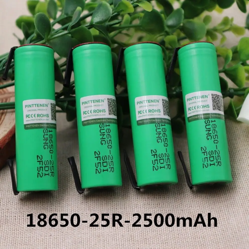 Oprindelige 18650 2500mah batteri INR18650 25R 20A aflade lithium batterier+ DIY Nikkel 5
