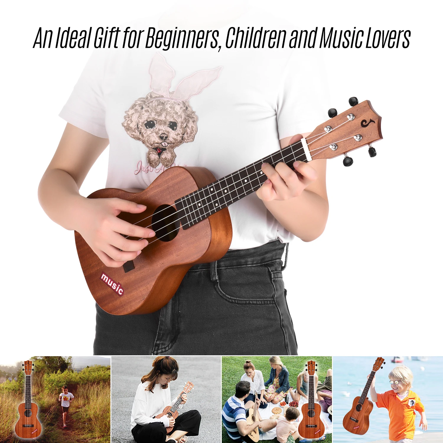 23 Tommer Concert Ukulele Mahogni Træ Hawaii-Guitar for Begyndere og Professionelle Spillere Ukulele Komplet Kit 5