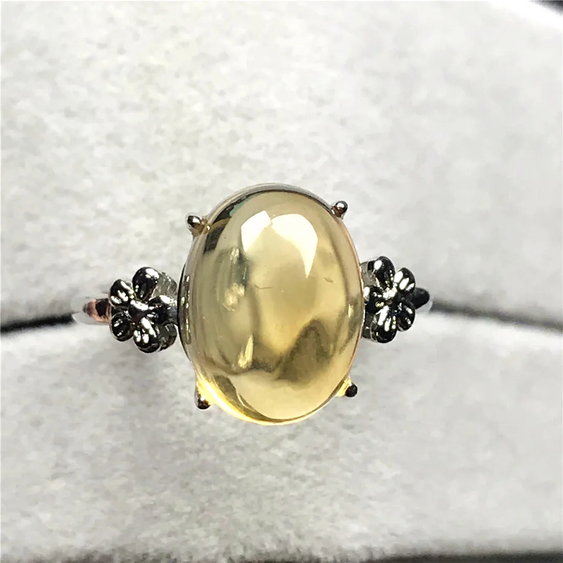 12x9mm Øverste Naturlige Gul Citrin Ring Smykker Til Kvinde Mand Krystal Klar Kvarts Ovale Perler, Sølv Sten Justerbar Ring AAAAA 5