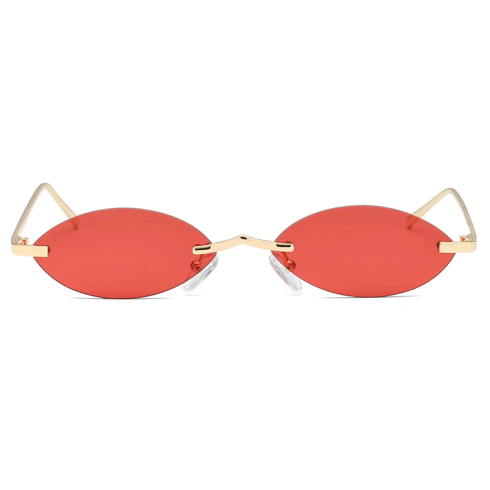 Peekaboo vintage små ovale solbriller kvinder uindfattede 2019 mini retro solbriller til mænd spejl uv400 guld metal blå rød 5