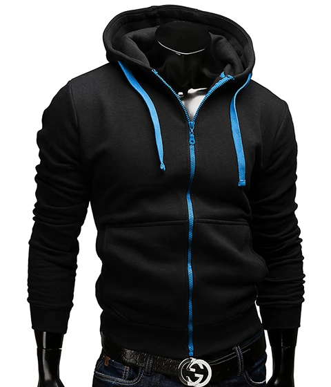 Mænd kontrasterende farver hoodie mænd, side lynlås sweatshirt 5