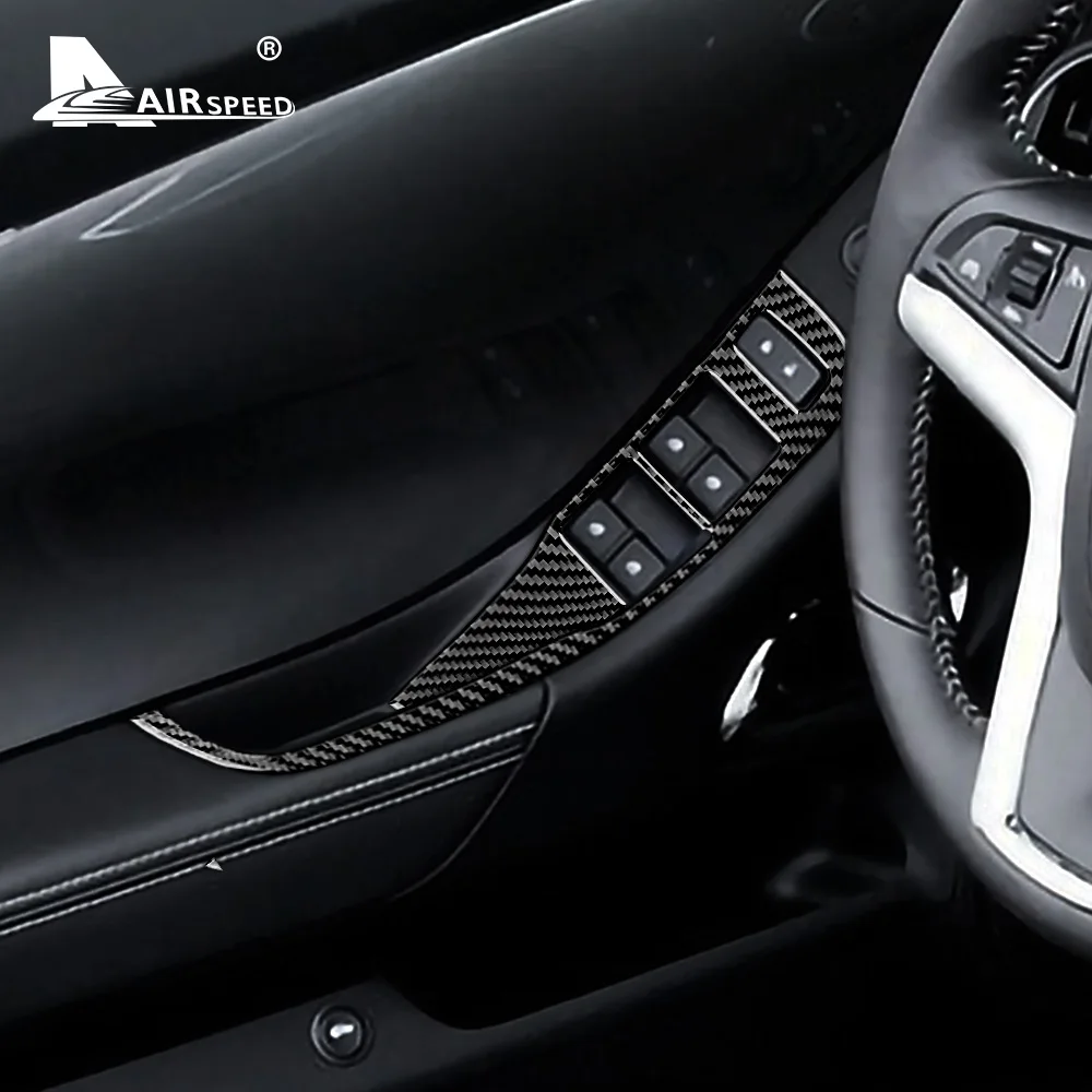 Carbon Fiber til Chevrolet Camaro 2013 Tilbehør Interiør Trim, Dør, Vindue Løfter Kontrol Switch Panel Cover Sticker 5