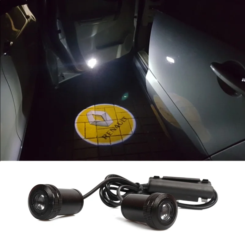 2x Bil LED Døren Logo Projektor Lys For Renault-fabrikken megane 2 3 4 clio fange logan 1 2 fluence 2011 kadjar 2017 2018 2019 5
