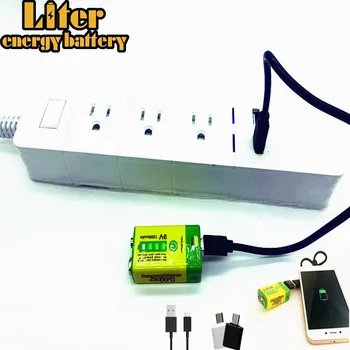 6F22 Mikro-USB-9V genopladeligt lithium-ion-1200mAh batteri til røgalarm trådløs mikrofon Guitar EQ Intercom Multimeter 3