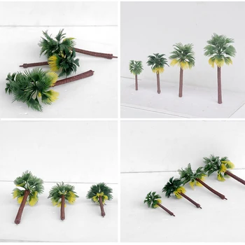 6stk/10pcs7cm - 15cm Plast Coconut Palm Tree Tog Jernbanen Arkitektur Diorama Træ Model indretning Kits tilbehør 3