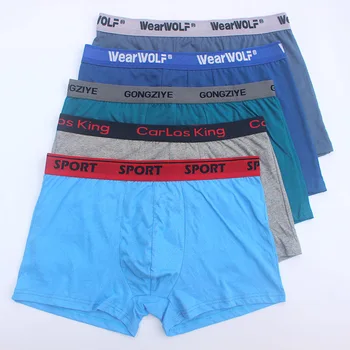 6stk/Lot- Cotton Boxer Mænd Undertøj Fire Shorts Underbukser til Mænd Boxers Shorts Åndbar Ren Tilfældig farve 0