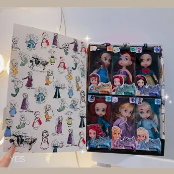 6stk/sæt Prinsesse Dukke Snow White Havfrue Lange Hår Prinsesse Bell Toy Dolls for Børns Fødselsdag Gaver På Lager 0