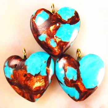 6stk Turkiser Hjertet 20x7mm Perle Vedhæng Mode Smykker (Send Tilfældigt) 0