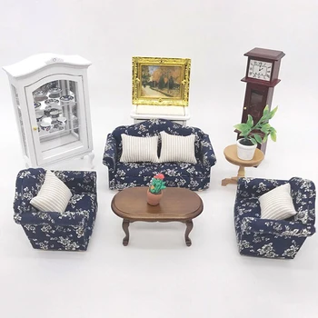 7 stk Træ Blomstret Sofa Puder Kit til 1/12 Scale dukkehus Miniature Møbler Dekoration Børn Barn Foregive Spille Legetøj 3183