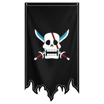 70x125cm Et Stykke Flag Banner Strå Hat Pirat Trompet Banner Flag Hjem Tegnefilm Cosplay Indretning Polyester Banner