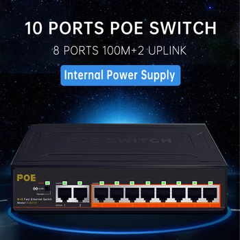 8 Port POE+2Uplink Fast Ethernet Swither 10-Port POE Switch100 Mbps Med Intern Strømforsyning VLAN-Managed Switch Fuld-Dupleks 2