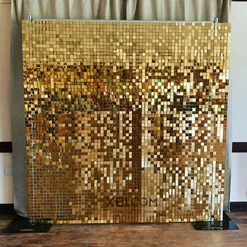 8ft/2,4 m 3D Wall Stickers crystal pneumatiske pailletter spejl Golden væggen klud maling fødselsdag Bryllup fest baggrund wall decor 2