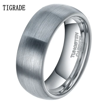 8mm Wolframcarbid Mænds Sort Carbon Fiber Bryllup Band Smykke Ring Hvælvet Engagement Ring 14427