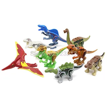 8stk/masse Jurrassic Verden Jurassic Dinosaur Figur Set Kids Animal byggesten Indstiller Model Legetøj for Børn 5