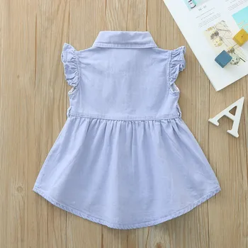 9 måneder-5Years Mode, denim lille Barn Børn Baby Piger Flæsekanter Pocket Denim Sin Hale Kjole Prinsesse Tøj kjole til piger M4 3