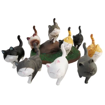 9Pcs/Sæt Mini PVC Dyr Model Japansk Cat Doll Tal Toy Kreative Håndværk Ornamenter Søde Klokke Kat Dekoration Håndværk 0