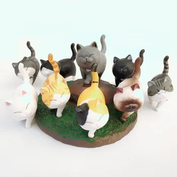 9Pcs/Sæt Mini PVC Dyr Model Japansk Cat Doll Tal Toy Kreative Håndværk Ornamenter Søde Klokke Kat Dekoration Håndværk 1