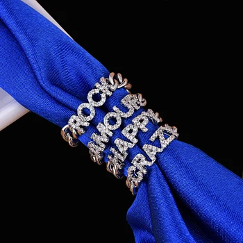 AAA+ Nye Mode Brev Ring Micro Mosaik Top CZ Krystaller Sølv Bløde Kæde Cirkel Kno Hale Ringe Til Kvinder 3