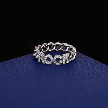 AAA+ Nye Mode Brev Ring Micro Mosaik Top CZ Krystaller Sølv Bløde Kæde Cirkel Kno Hale Ringe Til Kvinder 4