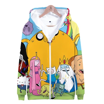 Adventure Time 3D Printet Lynlås Hættetrøjer Kvinder/Mænd Mode langærmet Hætte Sweatshirt 2019 Hot Salg Casual Streetwear Hættetrøjer 4